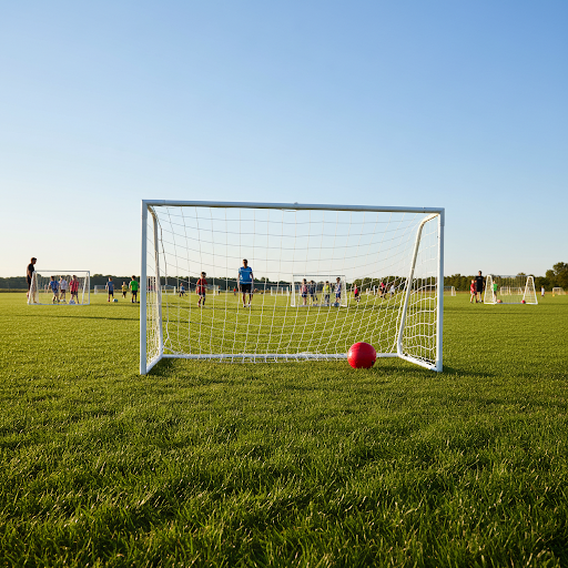 Youth training session with portable goals