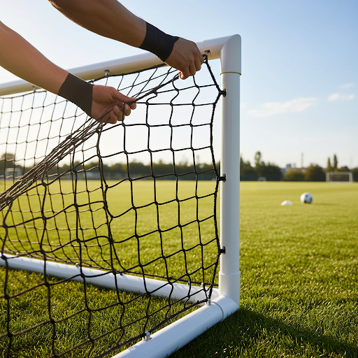 Setting up a portable football goal